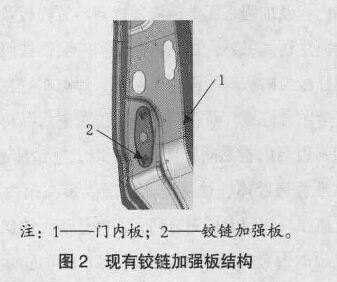 圖2現(xiàn)有鉸鏈加強板結構